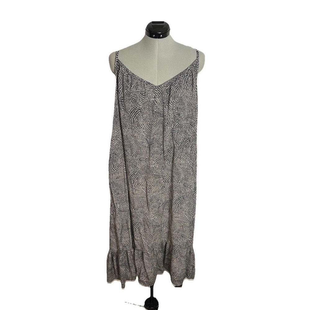 Ava & Viv Women's Black and White Plus Size 2x Boho Dress Oversized Ruffle Hem